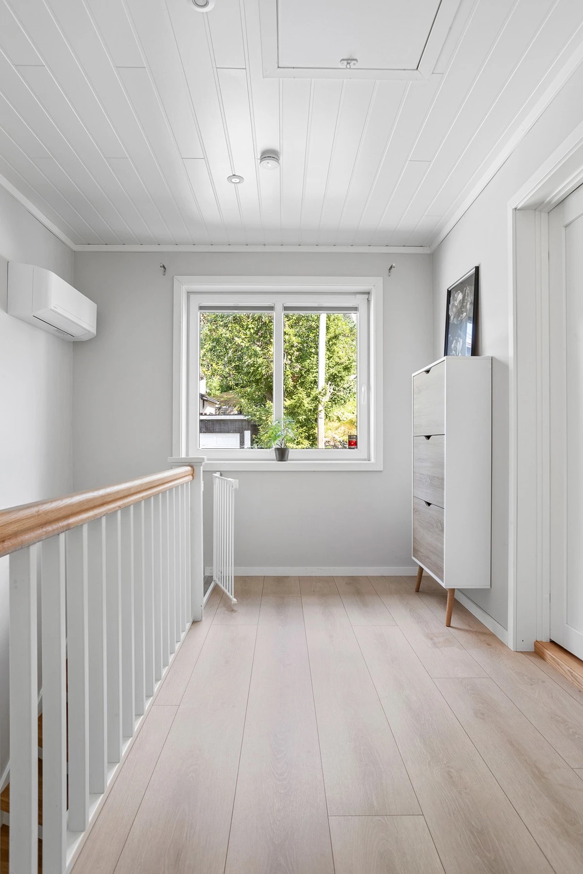 Moderne gang med skohylle