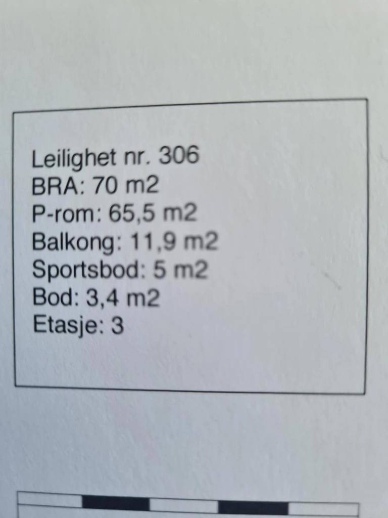 Mål og detaljer for leiligheten