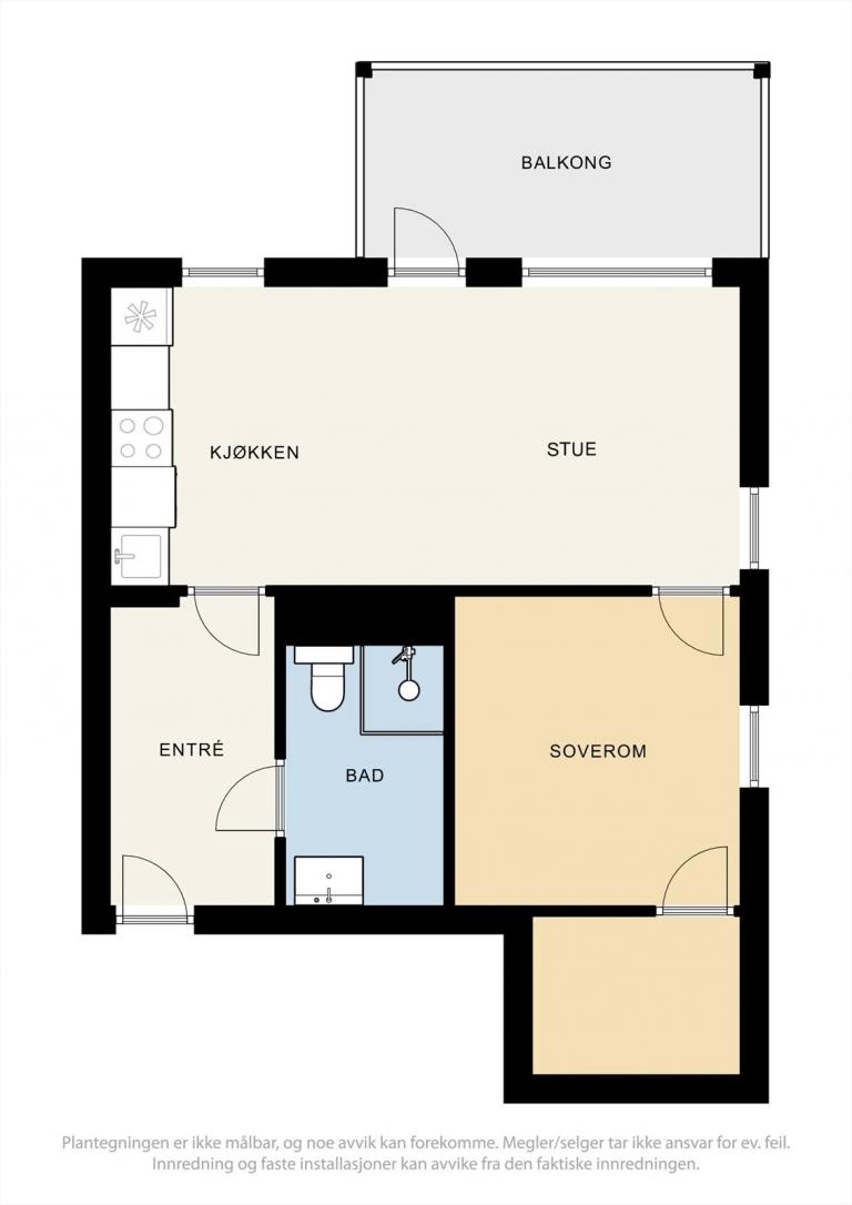 Smart og arealeffektiv planløsning med naturlig flyt mellom rommene.