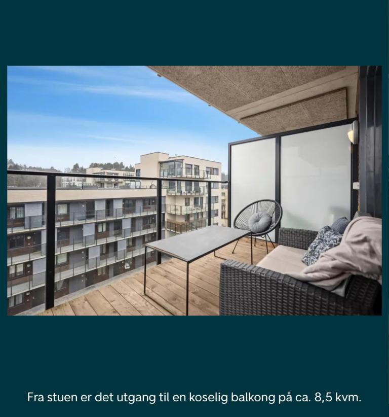 Terrasse med utsikt mot felles grønt areal