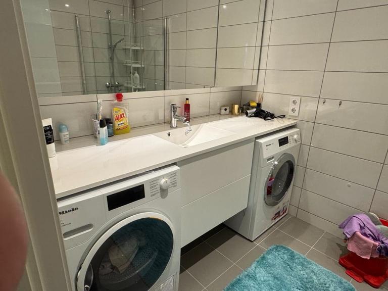 Bad med vaskemaskin og tørketrommel