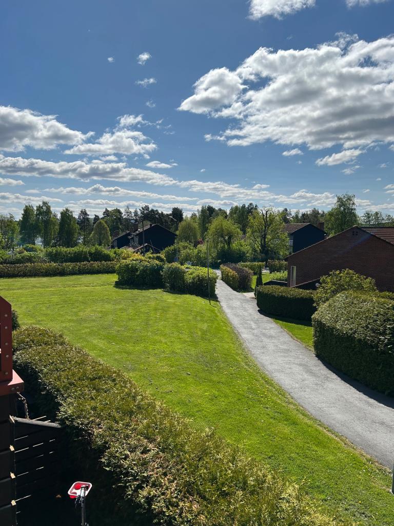 Borettslagets eiendom er pent opparbeidet med store grøntareal og asfalterte adkomstveier