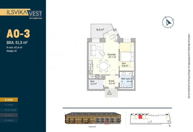 Planskisse som viser leilighetens arealeffektive og gjennomtenkte rominndeling, med god utnyttelse av hver kvadratmeter
